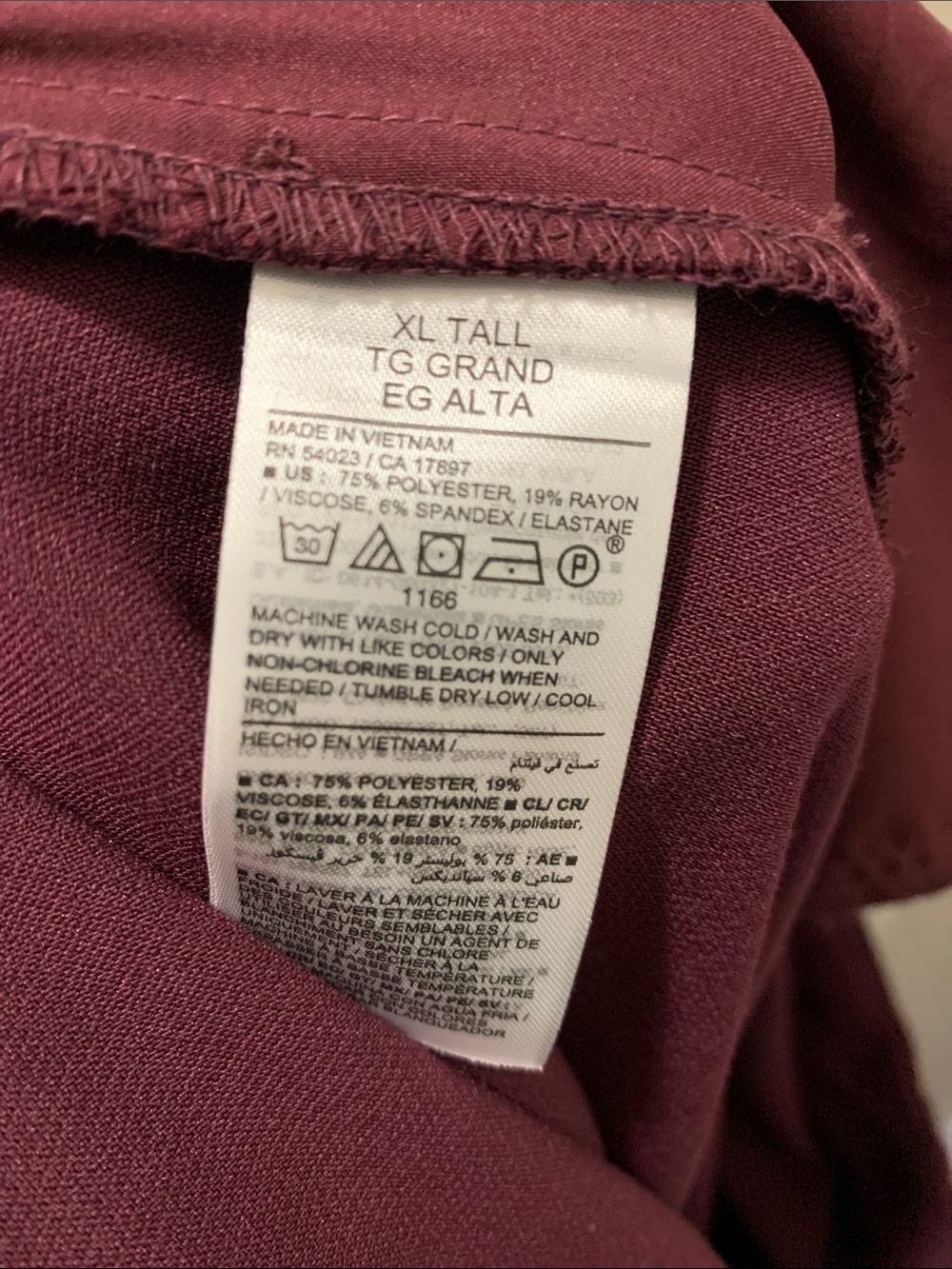 3/$15 NWT Old Navy Taylor High Rise Wide-Leg Pants Size XL Tall - Wine or Plum - Picture 5 of 5